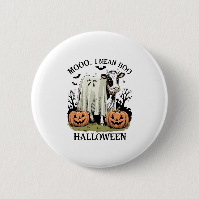 Vintage Halloween-Farmkuh Button (Vorderseite)