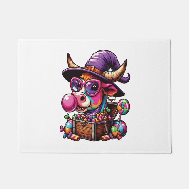 Vintage Halloween-Farmkuh Fußmatte (Vorderseite)