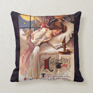 Vintage Halloween-Feen und Schlafmädchen Kissen