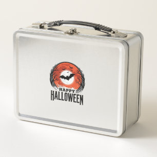 Vintage-Halloween-Fledermaus-Mond-Gravur-Design_1 Metall Brotdose