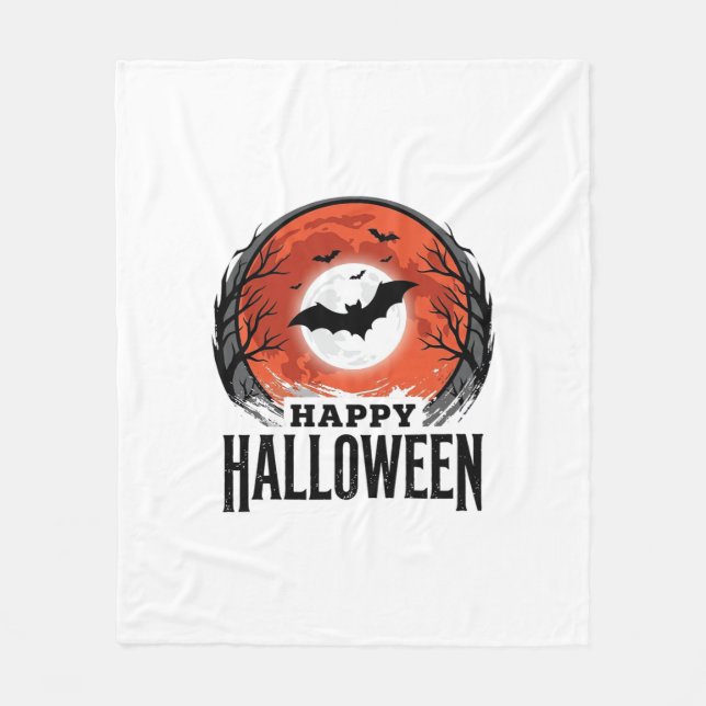 Vintage-Halloween-Fledermaus-Mond-Gravurdesign_1 Fleecedecke (Vorderseite)