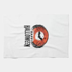 Vintage-Halloween-Fledermaus-Mond-Gravurdesign_1 Geschirrtuch