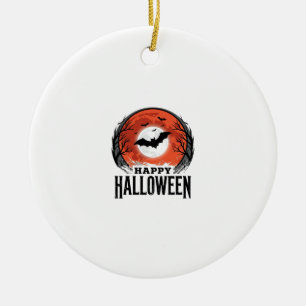 Vintage-Halloween-Fledermaus-Mond-Gravurdesign_1 Keramik Ornament