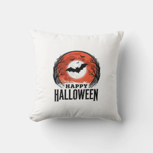 Vintage-Halloween-Fledermaus-Mond-Gravurdesign_1 Kissen