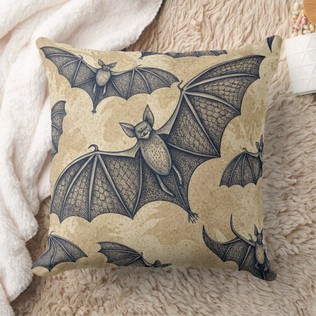 Vintage Halloween-Fledermäuse Kissen (Decke)