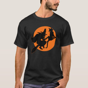 Vintage Halloween-Fliegerwitze und Schwarze Katze T-Shirt