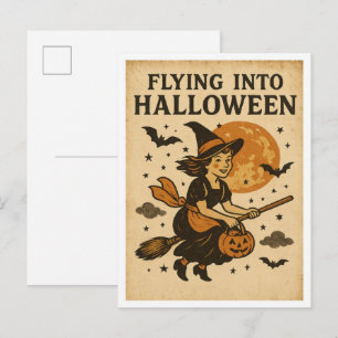 Vintage-Halloween-Flug Postkarte