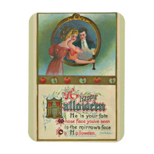 Vintage-Halloween-Frau mit Mann im Spiegel-Magnet Magnet