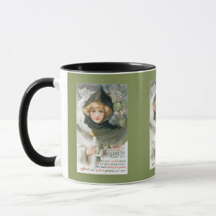 Vintage-Halloween-Frau und Totenschädel Tasse
