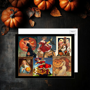 Vintage Halloween-Frauenmontage Große Postkarte