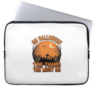 Vintage-Halloween-Friedhof-Kürbis-Mond-Shirt-Des Laptopschutzhülle
