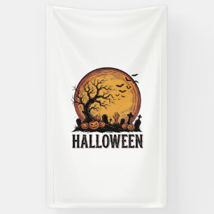 Vintage-Halloween-Friedhofs-Fledermaus-Mond-Kunst_ Banner