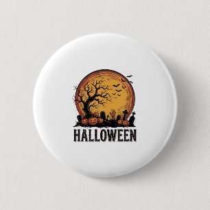 Vintage-Halloween-Friedhofs-Fledermaus-Mond-Kunst_ Button