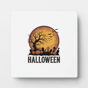 Vintage-Halloween-Friedhofs-Fledermaus-Mond-Kunst_ Fotoplatte