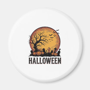 Vintage-Halloween-Friedhofs-Fledermaus-Mond-Kunst_ Magnet