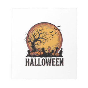 Vintage-Halloween-Friedhofs-Fledermaus-Mond-Kunst_ Notizblock