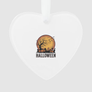 Vintage-Halloween-Friedhofs-Fledermaus-Mond-Kunst_ Ornament