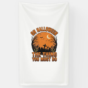 Vintage-Halloween-Friedhofs-Kürbis-Mond-Shirt-Des Banner