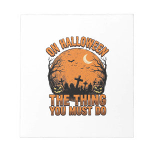 Vintage-Halloween-Friedhofs-Kürbis-Mond-Shirt-Des Notizblock