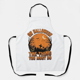 Vintage-Halloween-Friedhofs-Kürbis-Mond-Shirt-Des Schürze