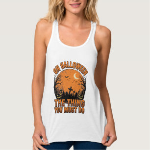 Vintage-Halloween-Friedhofs-Kürbis-Mond-Shirt-Des Tank Top