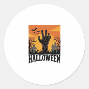 Vintage-Halloween-Friedhofs-Zombie-Hand-Shirt-Desi Runder Aufkleber