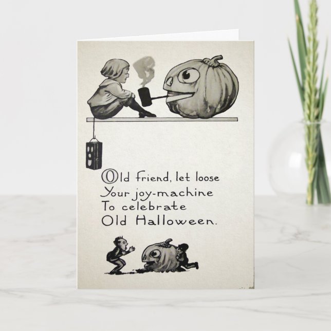 Vintage Halloween-Friendcard Feiertagskarte (Vorderseite)