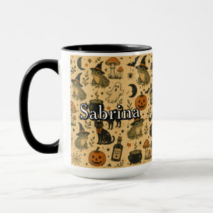 Vintage-Halloween-Frosch mit individuellem Namen Tasse