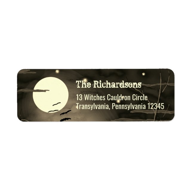 Vintage Halloween Full Moon Bats Rücksendeadresse (Vorne)