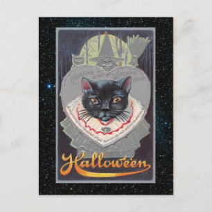 Vintage Halloween-Funnycat-Illustration Postkarte