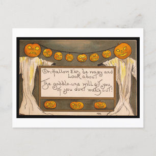 Vintage-Halloween-Gedicht-Postkarte Postkarte