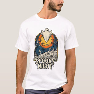 Vintage-Halloween-Geist-Friedhofs-Gravur-Shirt_ T-Shirt