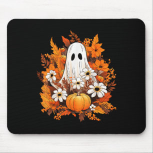 Vintage Halloween-Geist-Kürbis-Gänseblümchen-Blume Mousepad
