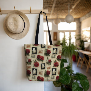 Vintage Halloween-Geist und Rote Rose-Briefmarke