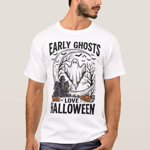 Vintage-Halloween-Geist-verlassener-Mond-Gravur-Ku T-Shirt