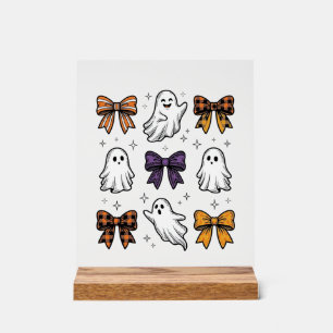 Vintage-Halloween-Geister und -Schleifen-Shirt-Des Acrylschild