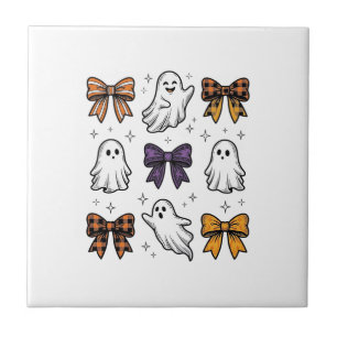 Vintage-Halloween-Geister und -Schleifen-Shirt-Des Fliese