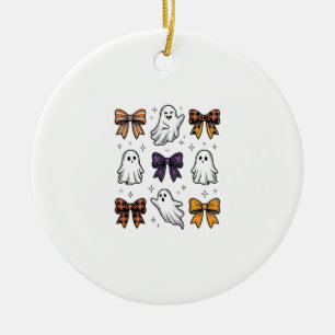 Vintage-Halloween-Geister und -Schleifen-Shirt-Des Keramik Ornament
