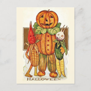 Vintage-Halloween-Gemüse Postkarte