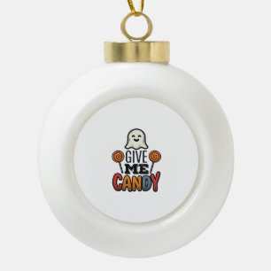 Vintage-Halloween-Gib-mir-Süßigkeiten-Geist-Shirt- Keramik Kugel-Ornament
