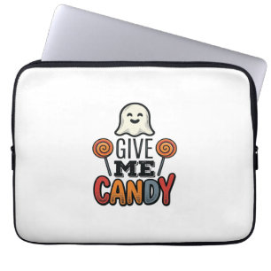 Vintage-Halloween-Gib-mir-Süßigkeiten-Geist-Shirt- Laptopschutzhülle