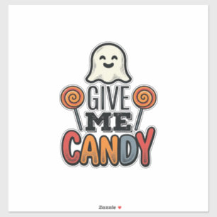 Vintage-Halloween-Gib-mir-Süßigkeiten-Geister-Shir Aufkleber
