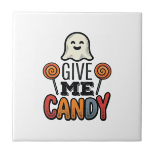 Vintage-Halloween-Gib-mir-Süßigkeiten-Geister-Shir Fliese