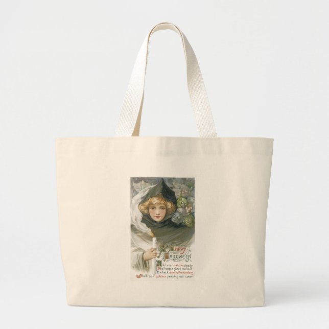 Vintage Halloween-Girl Jumbo Stoffbeutel (Vorne)