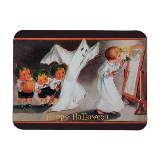 Vintage Halloween-Girl mit Kerzenmagnet Magnet (Horizontal)