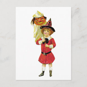 Vintage Halloween-Girl Postkarte