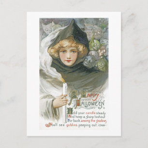 Vintage Halloween-Girl Postkarte