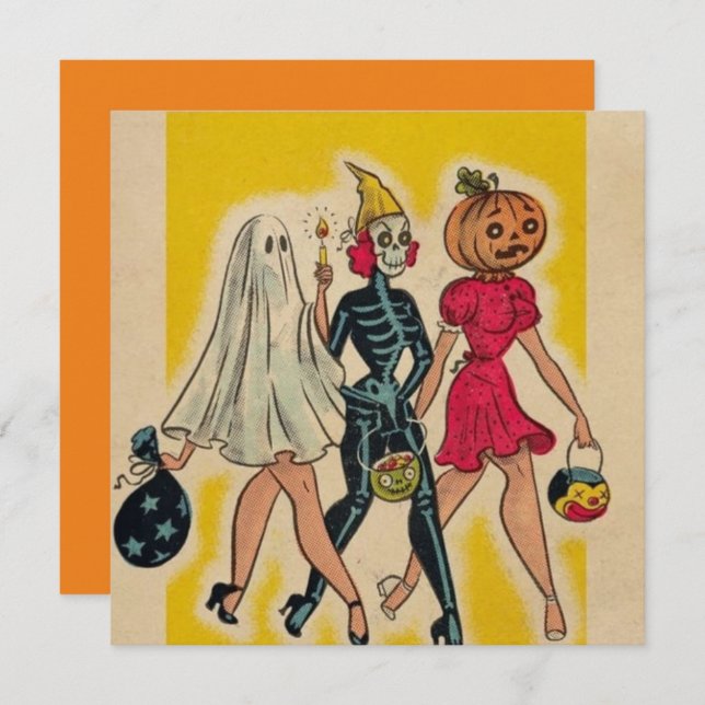 Vintage Halloween-Girls-Trick oder -Behandlung (Vorne/Hinten)