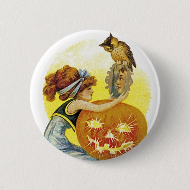Vintage Halloween Glamour Button (Vorderseite)