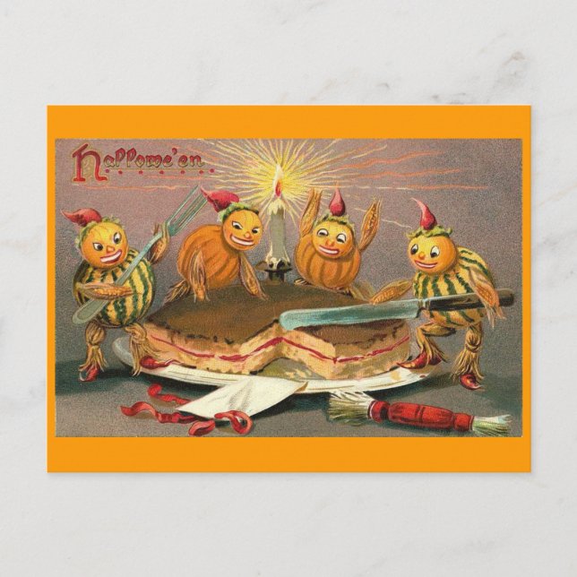Vintage Halloween Goblins Postkarte (Vorderseite)